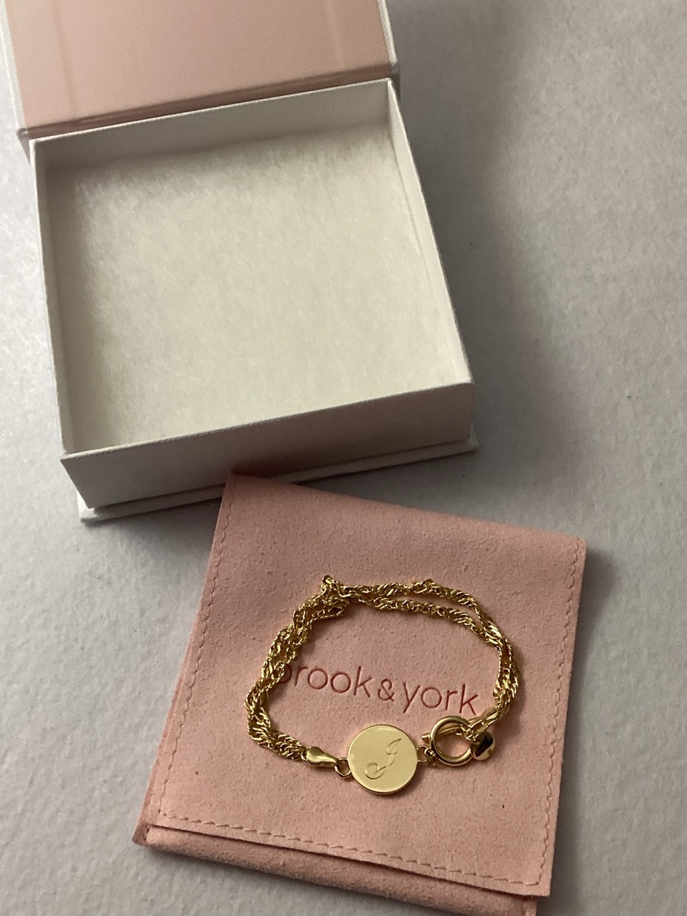 Brook & York 14k Gold Plated Toggle Letter ‘J’ Bracelet